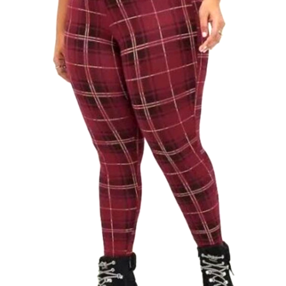 ❤️NWT TORRID LEGGING - HIGH RISE WINE BLACK PLAID - PLUS SIZE 1X
